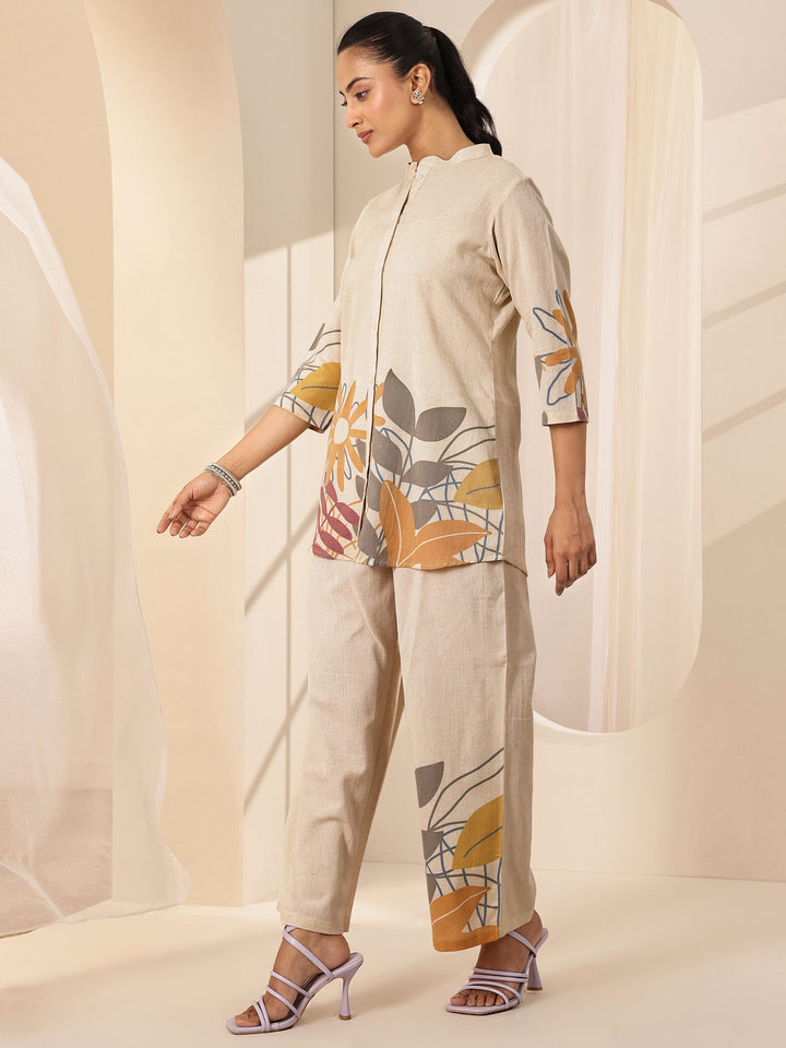 Aarohi Off-White Abstract Floral Cotton Blend Co-ord Set - Image 5